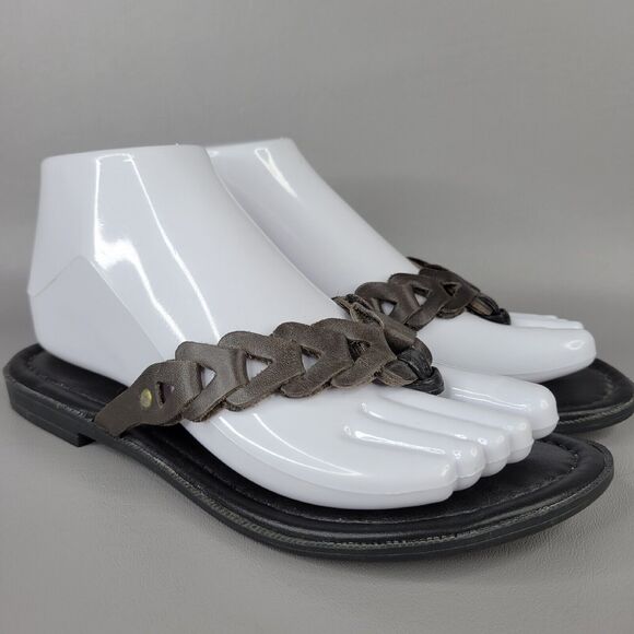 Seychelles Womens Flip Flops Braided Slip On Comfort Flat Leather Brown Size 6 - Picture 4 of 12